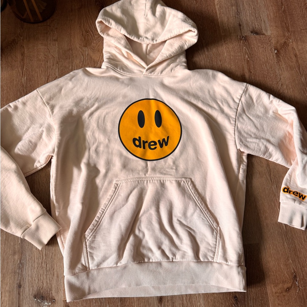 DREW House‎ Light Pink Hoodie with Yellow Smiley Logo Size XS